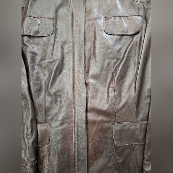 NWT - Leather Daniel Hechter Paris Brown Lightweight Zippered Jacket - XL - Picture 6 of 12